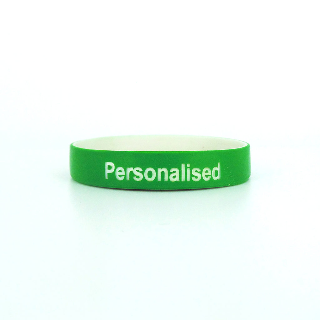 Debossed Two Colour Silicone Wristbands - White Text