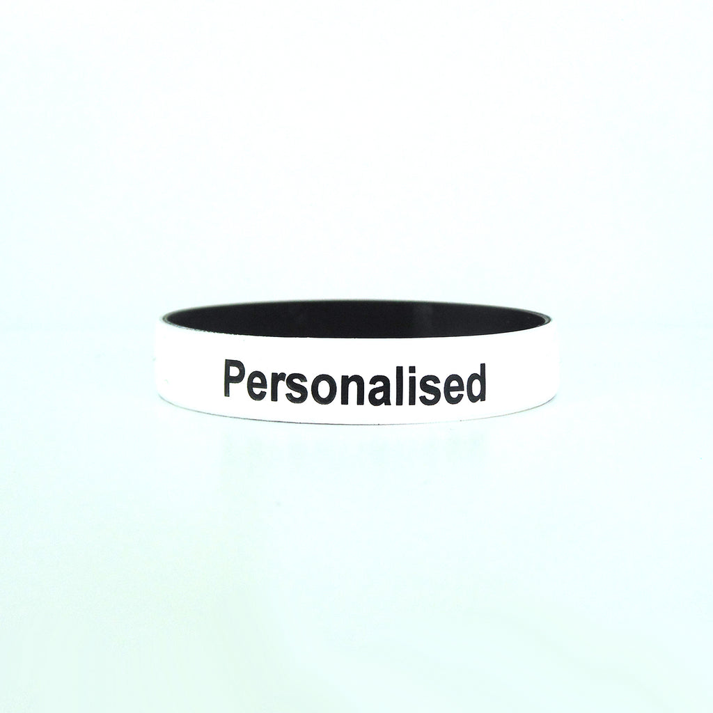 Debossed Two Colour Silicone Wristbands - Black Text